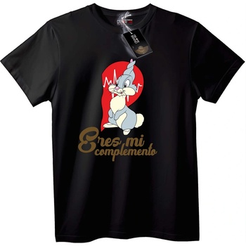 NOONEBRAND Тениска със зайче и сърце - XS, Black