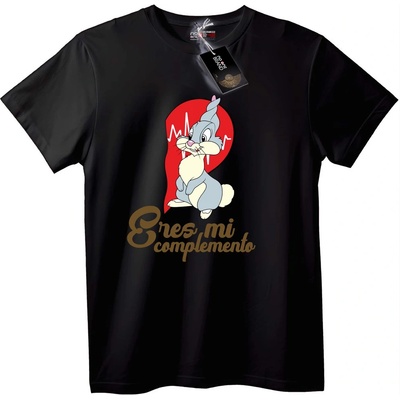 NOONEBRAND Тениска със зайче и сърце - XS, Black