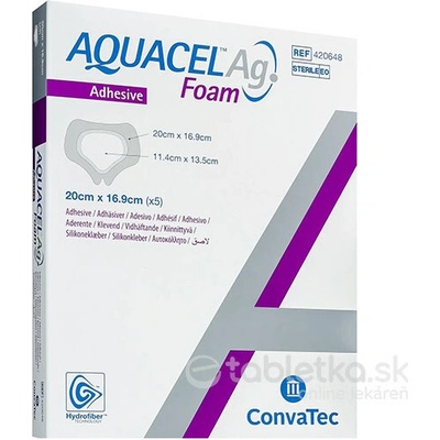 AQUACEL Ag Foam adhezívne krytie Sacral 16,9 x 20 cm 5 ks