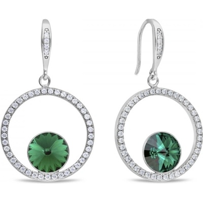 Spark stříbrné zelené se Swarovski Elements Orbita KWCD1122SS39EM Emerald