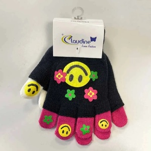 Clodine italy Детски ръкавички Усмивка, черни/розови, 6-10 год