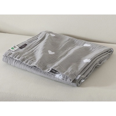 XPOSE Mušelínové pleny SRDCOVKA Premium šedé 70x70 cm Mušelín 3ks