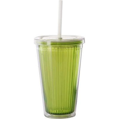 Gimex Pohár so slamkou farba zelená 450 ml