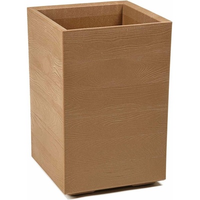 HowHomely plastový květináč NA KOLEČKÁCH BETONIQUE ECO 60X40X40 CM DŘEVĚNÝ DEKOR HNĚDÁ