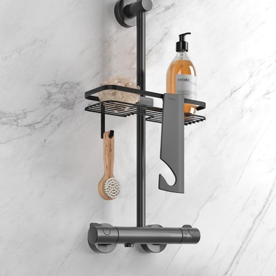 Metaltex Матово черен самоносещ стоманен рафт за баня Lava - Metaltex (401151 000)