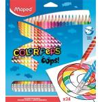 Maped Комплект цветни моливи, триъгълни, изтриваеми, MAPED "ColorPeps Oops", 24 различни цвята 832824 (832824)
