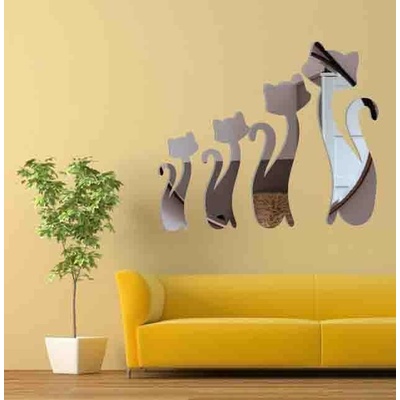 Moderní samolepka na zeď - Černé kočky: Zrcadlo Silver Plexisklo Rozměr 30 x 30 cm 3033-12657 OX013-Wall sticker