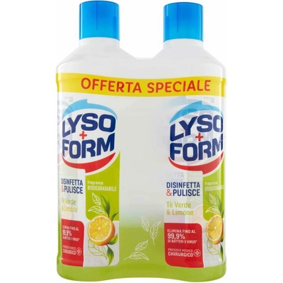 Lysoform dezinfekčný čistiaci prostriedok na podlahy s vôňou zeleného čaju a citróna 2 x 1 l