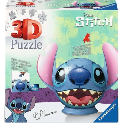 Ravensburger 3D Пъзел Ravensburger от 72 части - Стич с уши (11574)