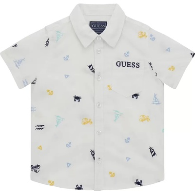 GUESS Бяла риза с къс ръкав с морски мотиви за мини момче Guess