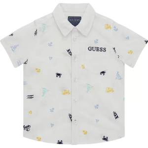 GUESS Бяла риза с къс ръкав с морски мотиви за мини момче Guess