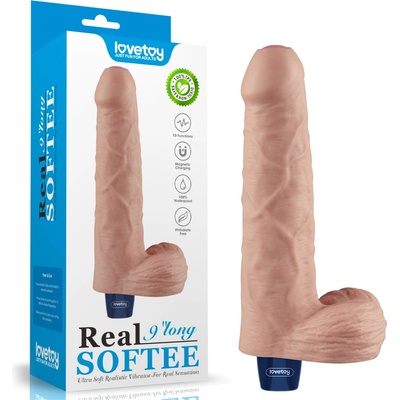 Lovetoy Real Softee Rechargeable Vibrating Dildo 9" Flesh