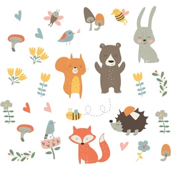 Ambiance Комплект стикери за стена Забавни скандинавски животни - Ambiance (col-inc_SAND_L053)