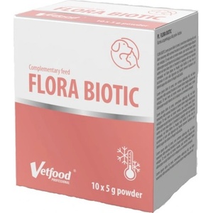 VetFood Flora Biotic - комбинация от пребиотици, пробиотици и постбиотици, възстановява защита и поддържане на правилната чревна микрофлора при животните, 10 x 5 гр сашета - Полша