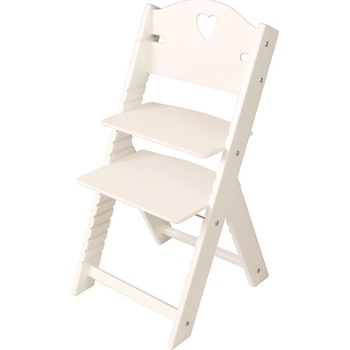 Sedees dřevěná rostoucí židle bílá se srdíčkem bílé bočnice
