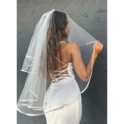 Svatební závoj s lemem 80 cm (ZDR-304) Off-white (#1) – Zbozi.Blesk.cz