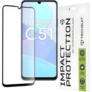 Techsuit защитно пълно покриващо стъкло 111D за Realme C51/Note 50 - Черен KP30904