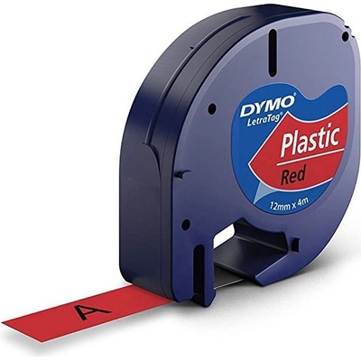 Dymo LetraTag 91203 12 mm červená / čierna tlač 4 m plastová S0721630