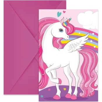 Procos POZVÁNKY s obálkami Jednorožec Unicorn duhový
