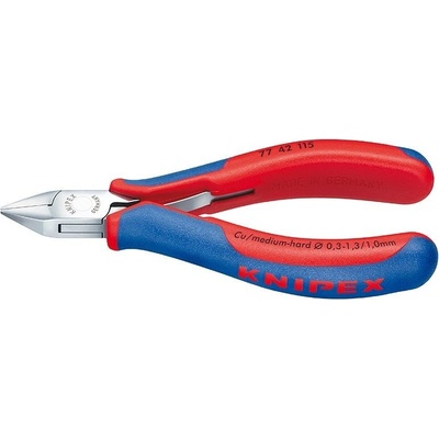 KNIPEX - Štípací kleště boční - 115mm, pro elektroniku, špičaté čelisti, bez fazety, dvousložkové rukojeti (7742115)