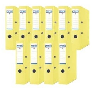 DONAU Premium Wide Folder Pack of 10/DIN A4/7.5 cm/10 Pieces/Yellow/Plastic Cover PP/Carton Paper Slot Folder Office Folder File Ring Binder/Green Dot - 3975001PL-11