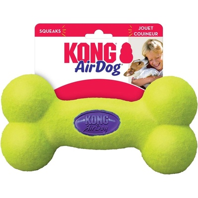 KONG Air Squeaker Bone Large - Забавна кучешка играчка с пискюл -гумен кокал за дъвчене , 23 см