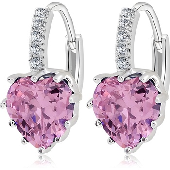 HARAHU Обеци Silver Heart - Розови KP1560 (1560)