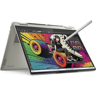 Лаптоп Lenovo Yoga 7 14AKP10 (83JR000XBM)(бял), шестядрен AMD Ryzen AI 5 340 2/4.8GHz, 14" (35.56cm) WUXGA 60Hz OLED Display, 24GB LPDDR5x, 1TB SSD, 1x USB 3.2 Gen 1 Type-A, Windows 11 Home, 1.38 kg (83JR000XBM)