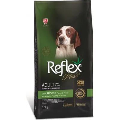 LIDER Reflex Plus Adult Dog Medium & Large Breeds Chicken - Пълноценна храна за пораснали кучета с пиле за средни и големи породи 15 кг, Турция