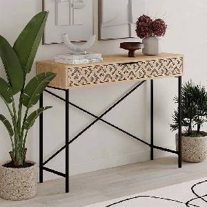 TopMebel Конзола Heaton TopMebel метал-меламин в цвят сапфирен дъб 110x35, 6x90cm