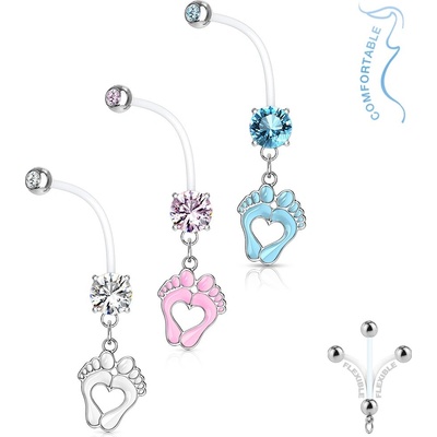 Šperky4U těhotenský piercing do pupíku stopy WP0019-WH