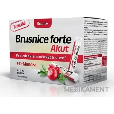 Brusnice forte Akut SALUTEM roztok v ampulkách + D-Manóza 10 x 25 ml 250 ml 275 ml