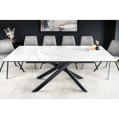 LuxD Roztahovací keramický stůl Halia 160-200 cm bílý mramor