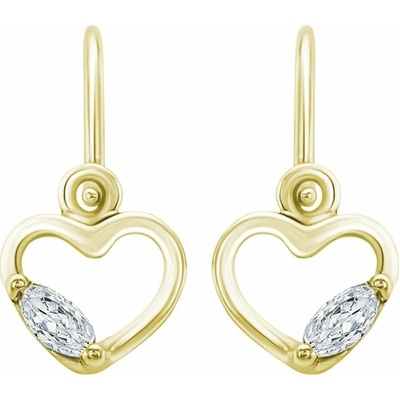 Eppi Zlaté náušnice pro děti ve tvaru srdce s bílými safíry Anastasia EP35949