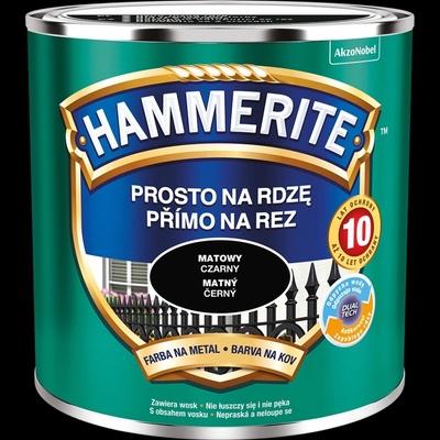 Hammerite Přímo na rez barva na železné kovy matná černá 0,25L