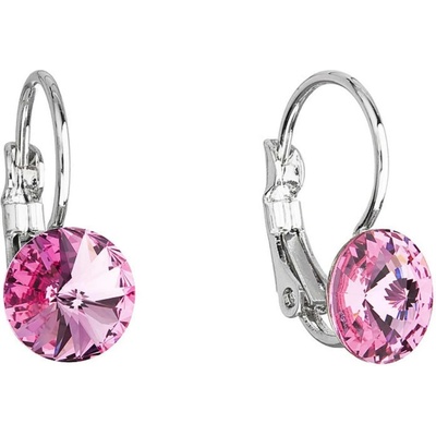 Pavona Náušnice bižuterie s Preciosa krystaly růžové kulaté 51031.3 rose