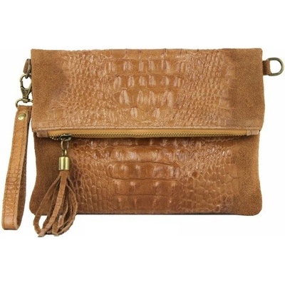 Kožená kabelka kroko štýl 630 koňak