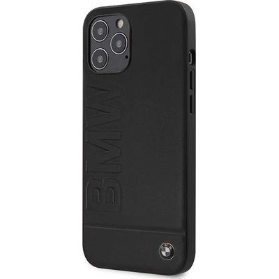 BMW Signature Logo Imprint Hard Case - кожен кейс (естествена кожа) за iPhone 12, iPhone 12 Pro (черен)