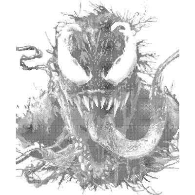 ZUTY Bodkovanie - VENOM NA BIELOM POZADÍ Rámovanie: bez rámu a bez vypnutia plátna, Rozmer: 40x50 cm