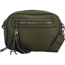 Stylová dámská koženková crossbody kabelka Venantie army-zelená