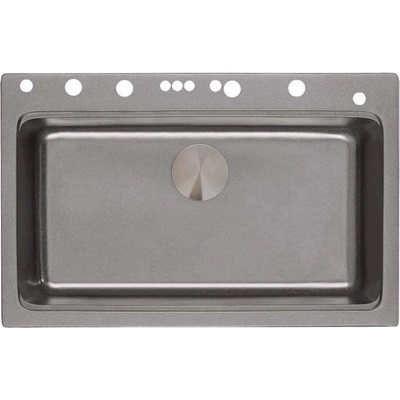 Inter Ceramic Кухненска мивка 8276 GREY, Inter Ceramic, гранит, едно корито, със сифон, 76x23х48.5см (8276 GREY)