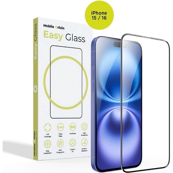 Mobile Origin Калено стъклено защитно покритие за дисплея на iPhone 16, iPhone 15 - Mobile Origin EasyGlass Full Cover Tempered Glass (черен-прозрачен) (FRL-EG-i16)
