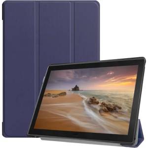 Gigapack Lenovo Tab E10 GIGAPACK калъф с функция за поставяне в изправено положение, с ефект на кожа, FLIP, поставка за маса, ТЪМНОСИНЬО (GP-84330)