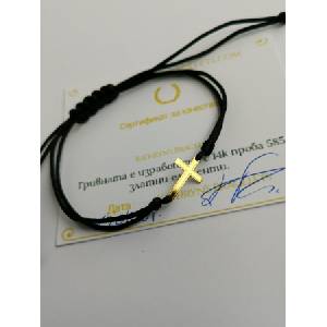  Златен кръст с черен конец за мъж - kathrynbracelets - 80,42 лв