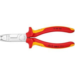 KNIPEX Клещи заголващи и резачки, хромирани, изолация до Ø10мм, VDE 1000V жълто-червена ръкохватка 165мм, - K1346165 (K1346165)
