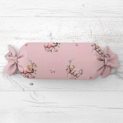 Biante vankúš valec bonbon Sandra SA-626 Spiace medvedíky na ružovom 15x40