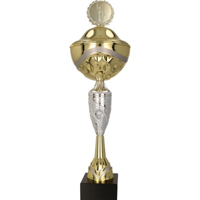 Kovový pohár s poklicí Zlato-stříbrný 38 cm 14 cm