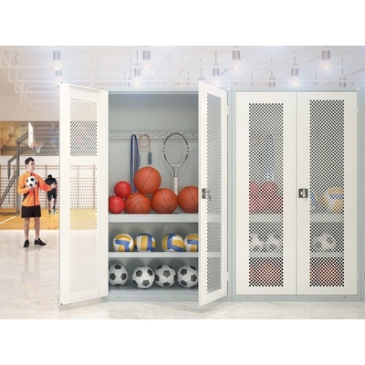 Malow Skříň kovová SBM 212 pro sportovní potřeby světle šedá, béžová