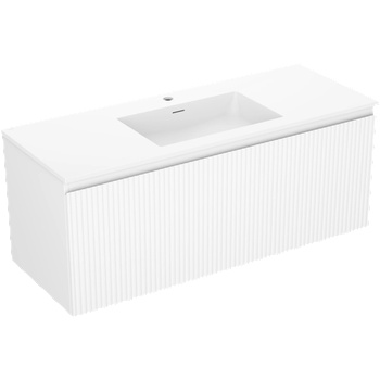 Mexen Rivel шкаф за баня 120 см с мивка Otis, 1 чекмедже, оребрена, бяла мат - 91A20-12047-1-BF01-W18M01 (91A20-12047-1-BF01-W18M01)