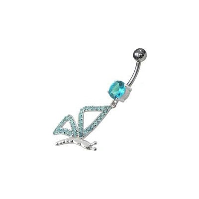 Šperky4U stříbrný piercing do pupíku tyrkysové zirkony BP01208-Q